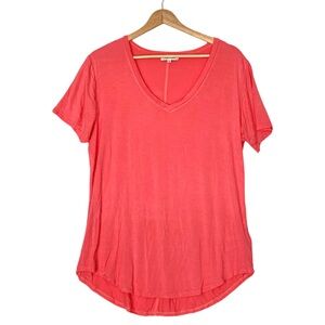 Another Love Ashton Slub Tee in Coral Size Large Soft V-Neck Short Sleeve